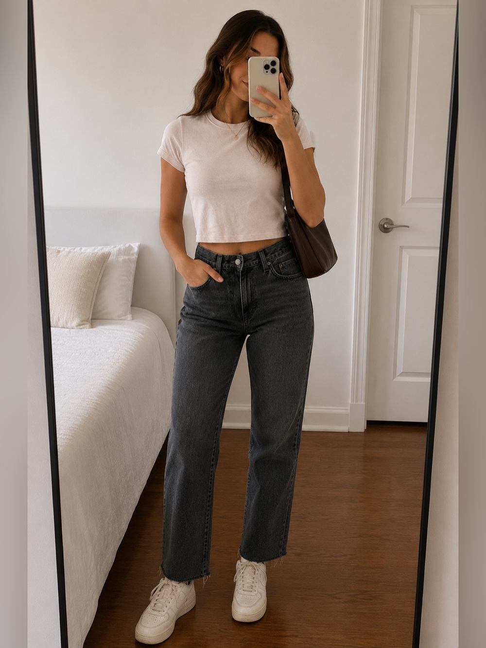 UNIQLO peach waist length tshirt XS